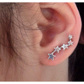 Brinco earcuff cinco estrelas em prata