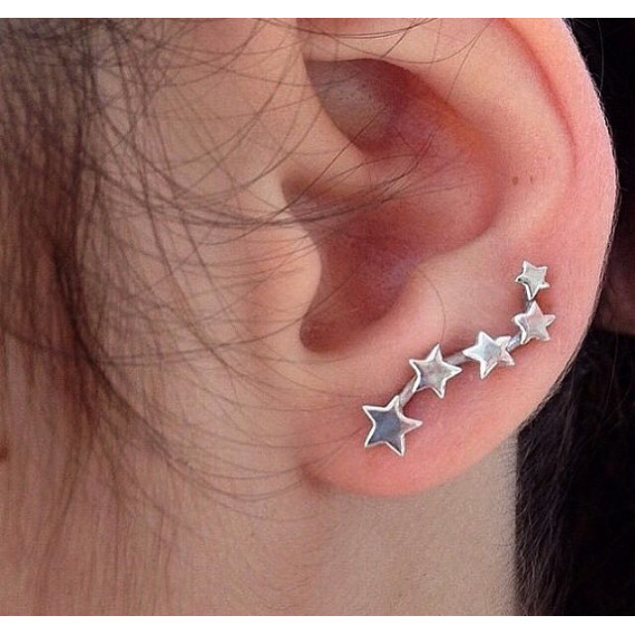 Brinco earcuff cinco estrelas em prata