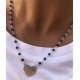 Colar loop coração  em prata feito a mão com lápis lazuli com 0,45 cm