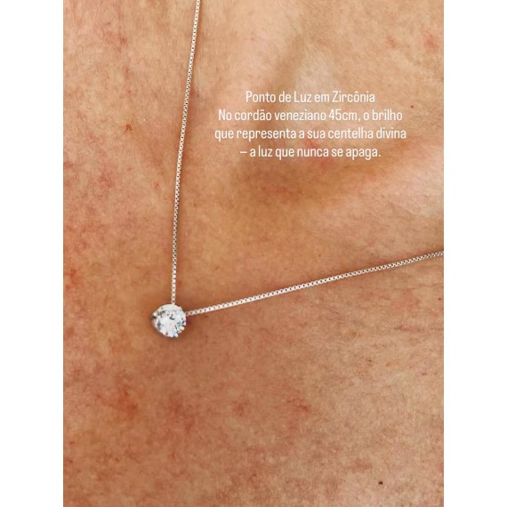 Colar ponto de luz zircônia na corrente veneziana em prata 45 cm