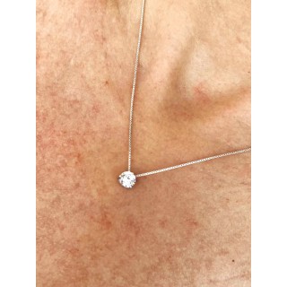 Colar ponto de luz zircônia na corrente veneziana em prata 45 cm